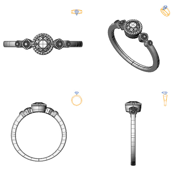 Inel sidestone cu ametist