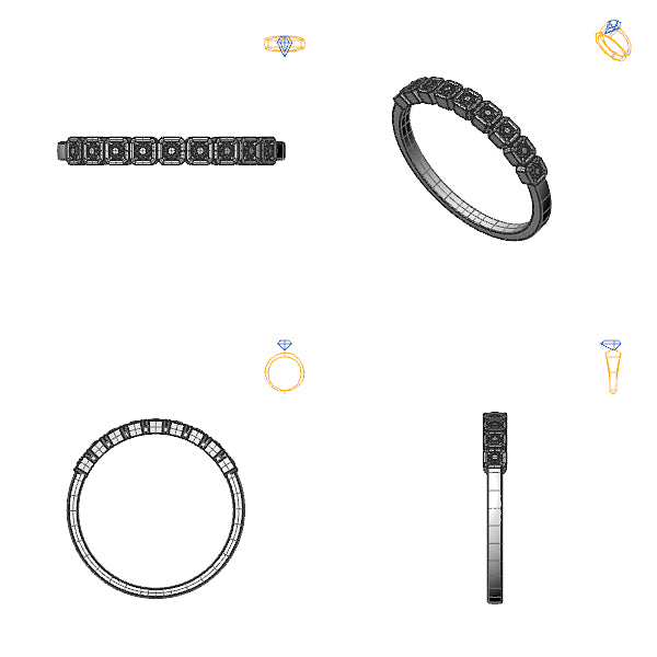 Inel de logodna eternity cu diamante negre