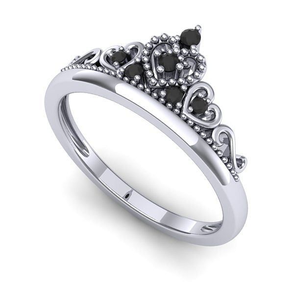 Inel de logodna din aur alb cu diamante negre