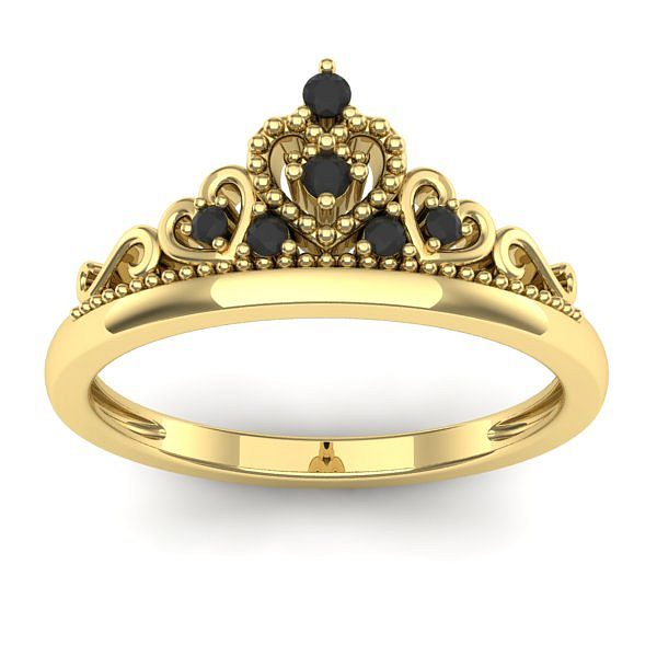 Inel logodna cu diamante negre rotund