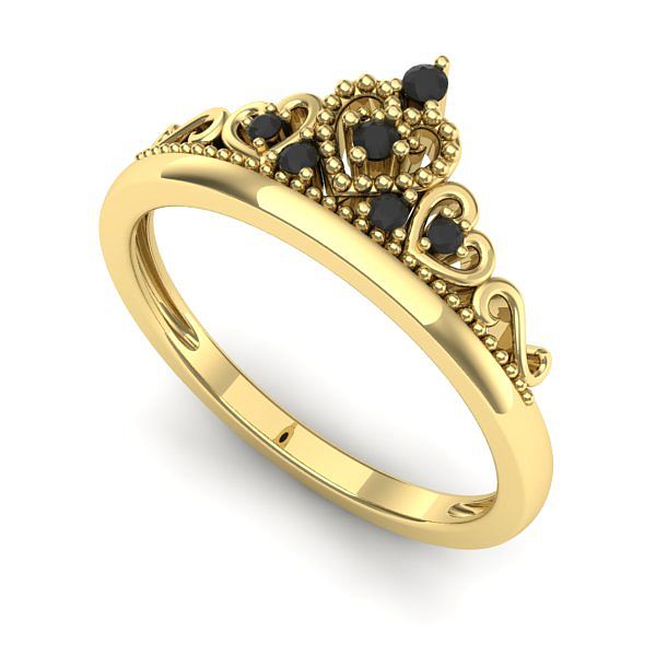 Inel din aur galben cu diamante negre