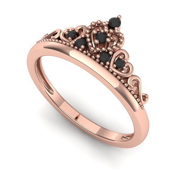 Inel logodna din aur roz cu diamante negre