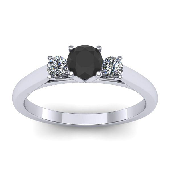 Inel logodna cu diamant negru rotund
