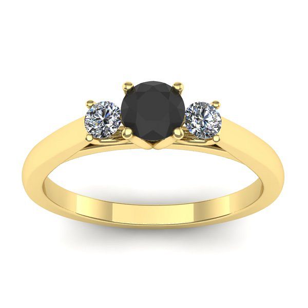 Inel logodna cu diamant negru rotund