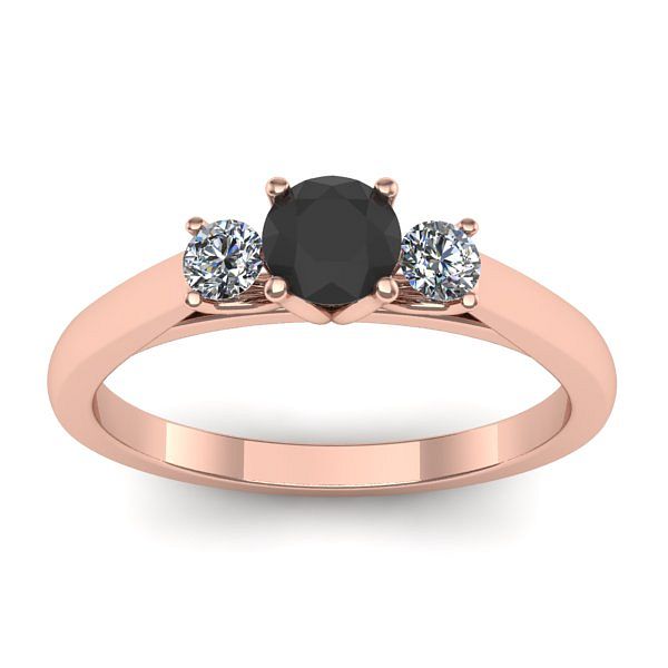 Inel de logodna cu diamant negru rotund