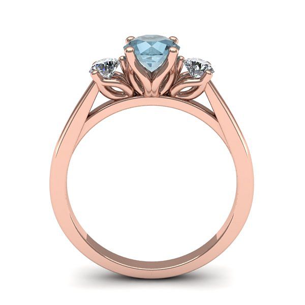 Inel logodna 3stone cu aquamarin