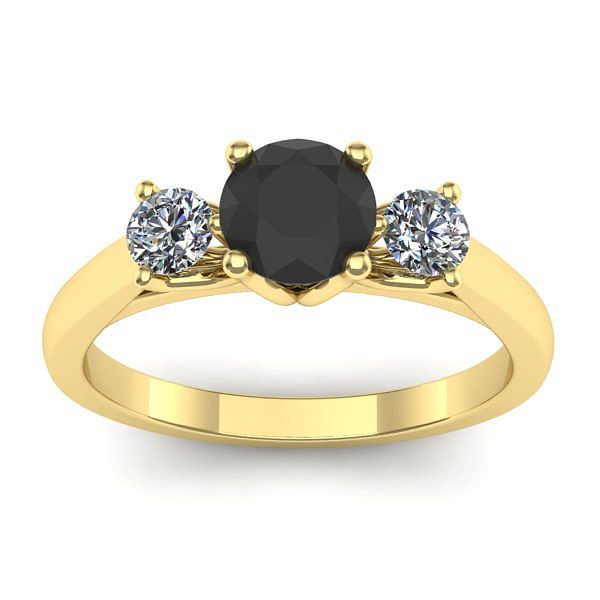 Inel cu diamant negru rotund