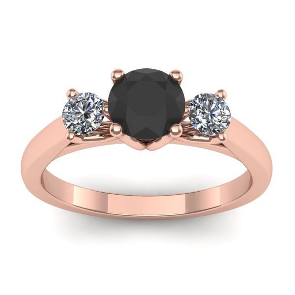 Inel logodna cu diamant negru rotund