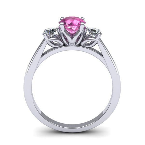 Inel logodna 3stone cu safir roz