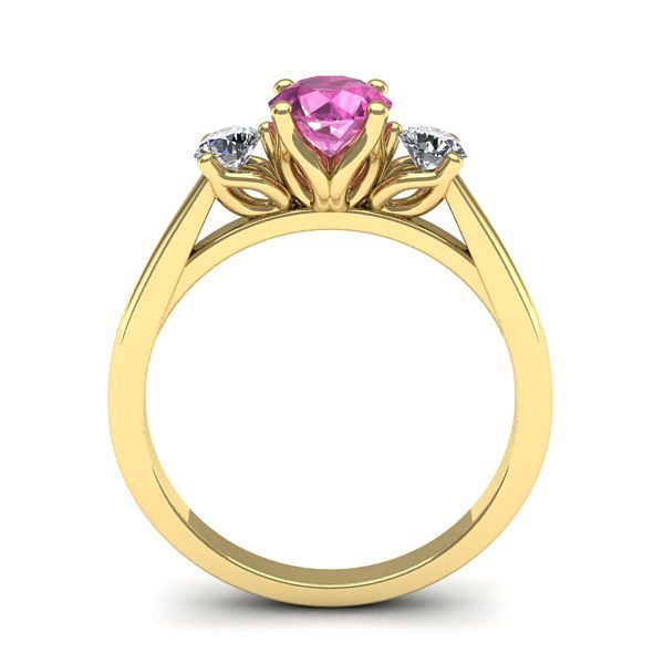 Inel logodna 3stone cu safir roz