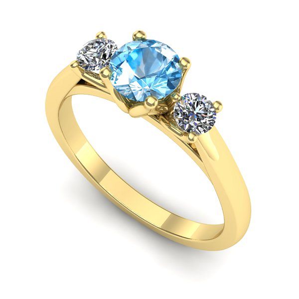 Inel de logodna din aur galben cu topaz blue