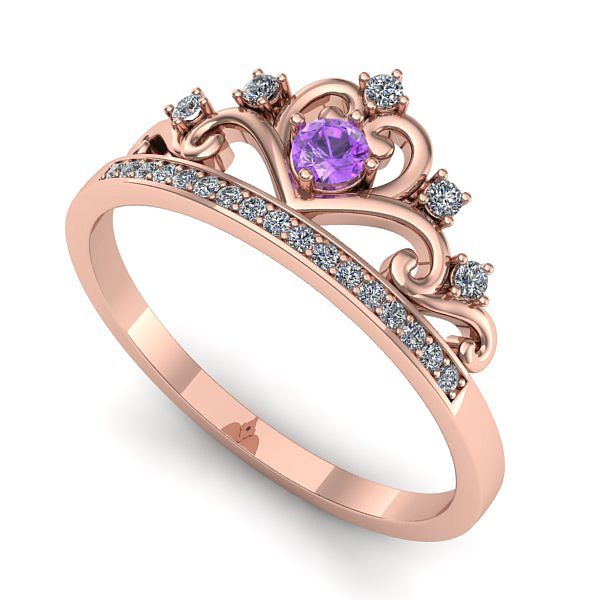 Inel de logodna din aur roz cu ametist