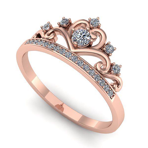 Inel de logodna din aur roz cu diamant