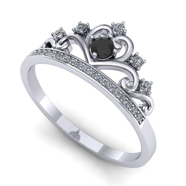 Inel logodna din aur alb cu diamant negru