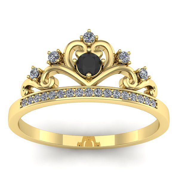 Inel de logodna cu diamant negru rotund