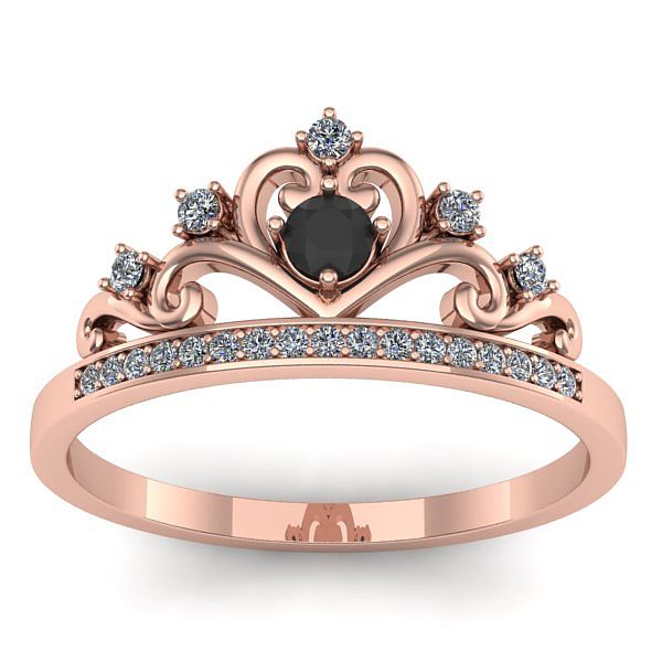 Inel logodna cu diamant negru rotund