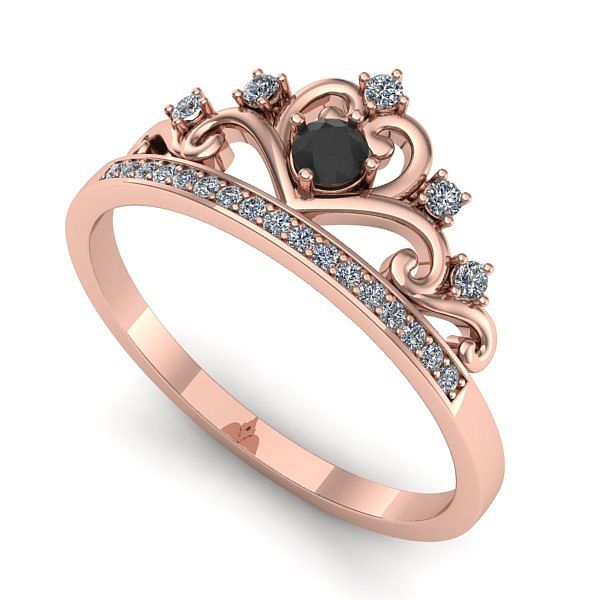 Inel logodna din aur roz cu diamant negru