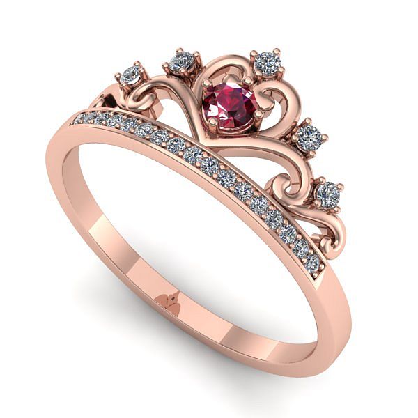 Inel din aur roz cu rubin