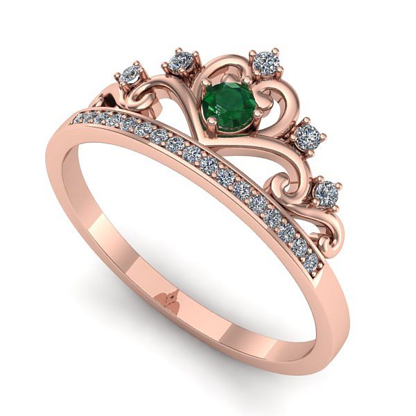 Inel de logodna din aur roz cu smarald