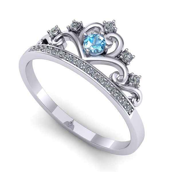 Inel logodna din aur alb cu topaz blue