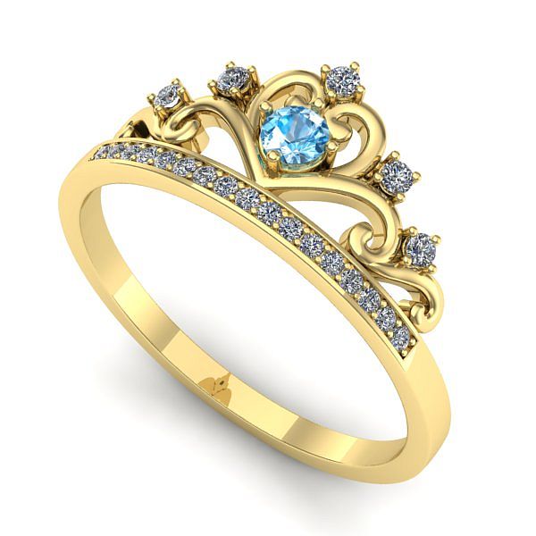 Inel din aur galben cu topaz blue