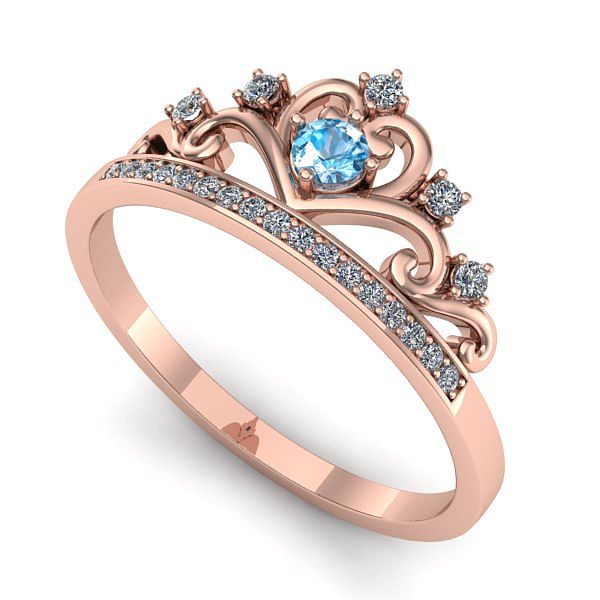 Inel de logodna din aur roz cu topaz blue