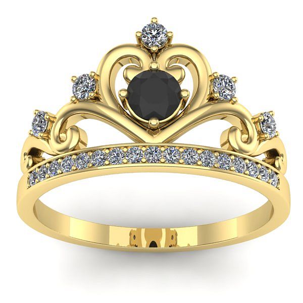 Inel cu diamant negru rotund