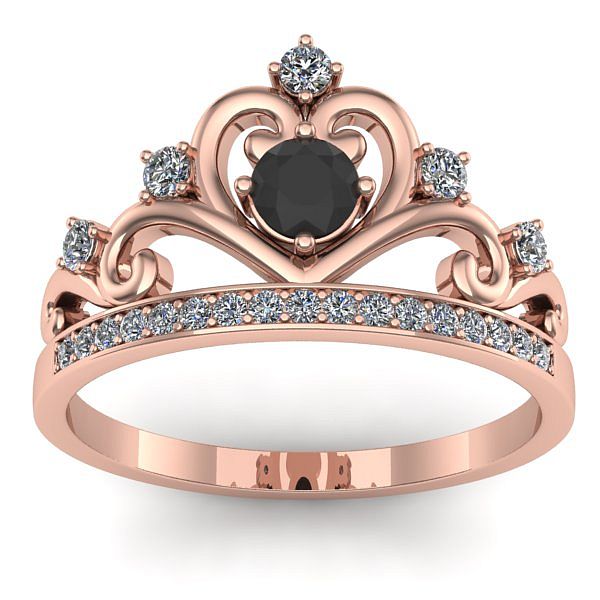 Inel de logodna cu diamant negru rotund