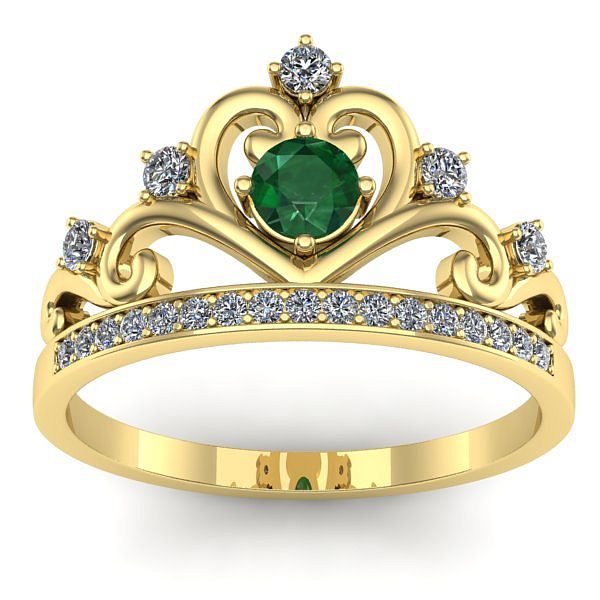 Inel logodna cu smarald rotund