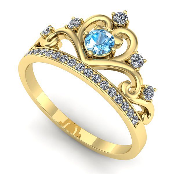 Inel de logodna din aur galben cu topaz blue