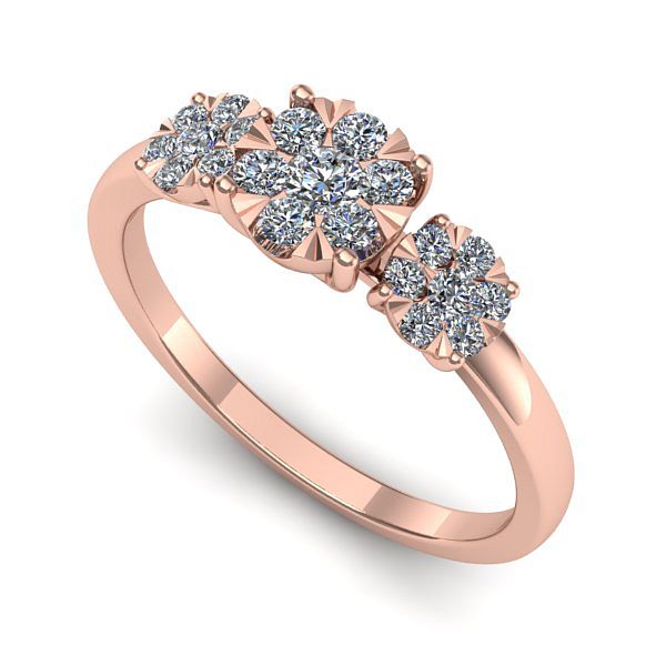 Inel logodna din aur roz cu diamant
