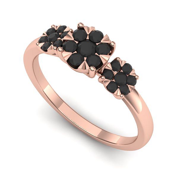 Inel din aur roz cu diamant negru
