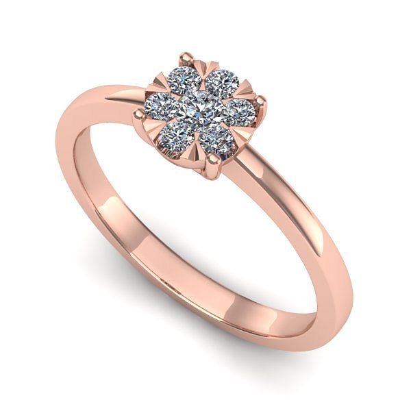 Inel de logodna din aur roz cu diamant