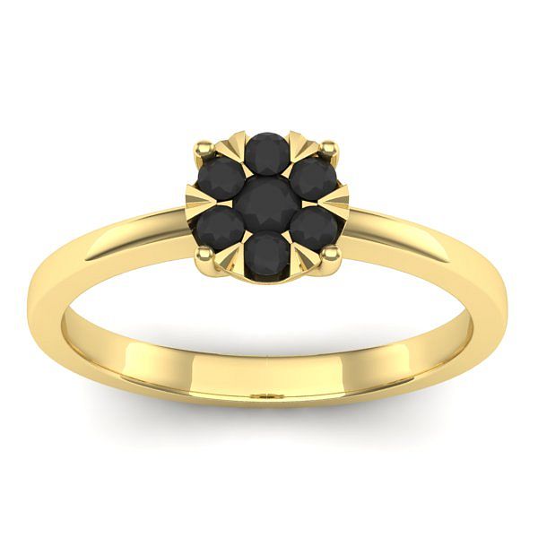 Inel cu diamant negru rotund