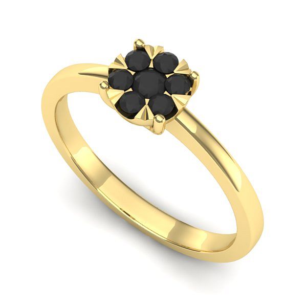 Inel din aur galben cu diamant negru
