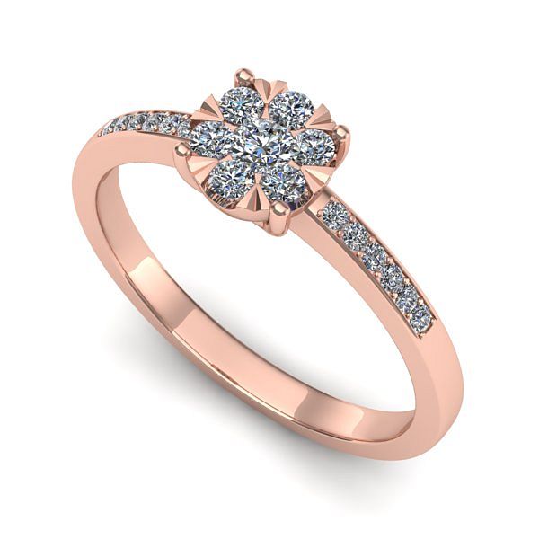 Inel logodna din aur roz cu diamant