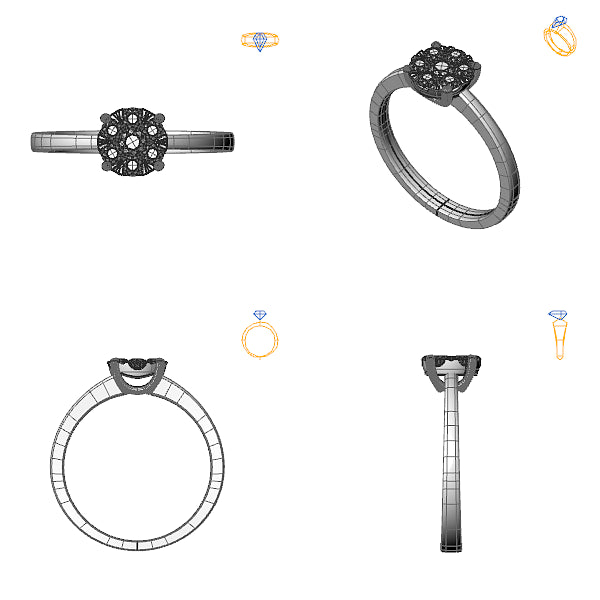 Inel de logodna halo cu diamant negru