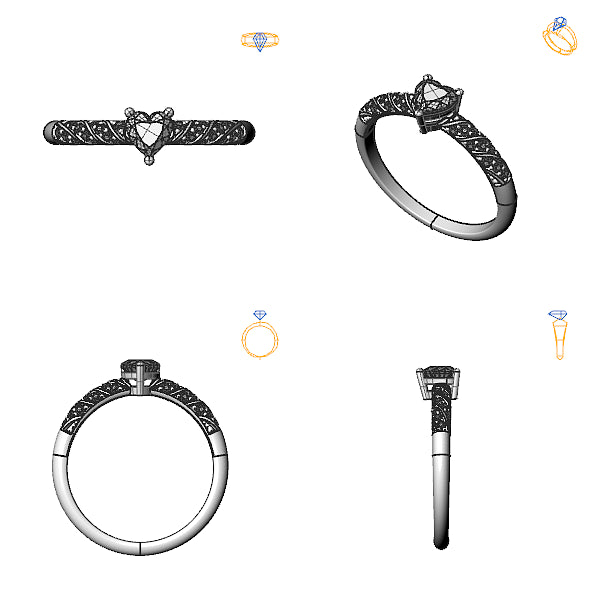 Inel logodna sidestone cu diamant negru