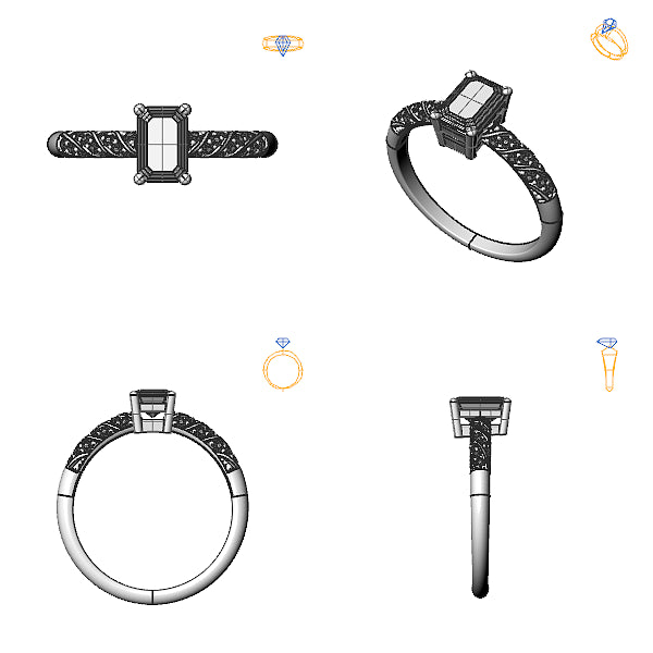 Inel sidestone cu safir alb