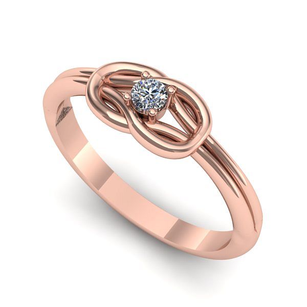 Inel de logodna din aur roz cu diamant