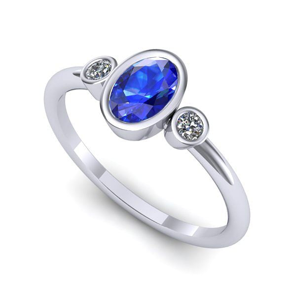 Inel din aur alb cu safir