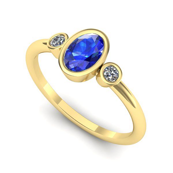 Inel logodna din aur galben cu safir