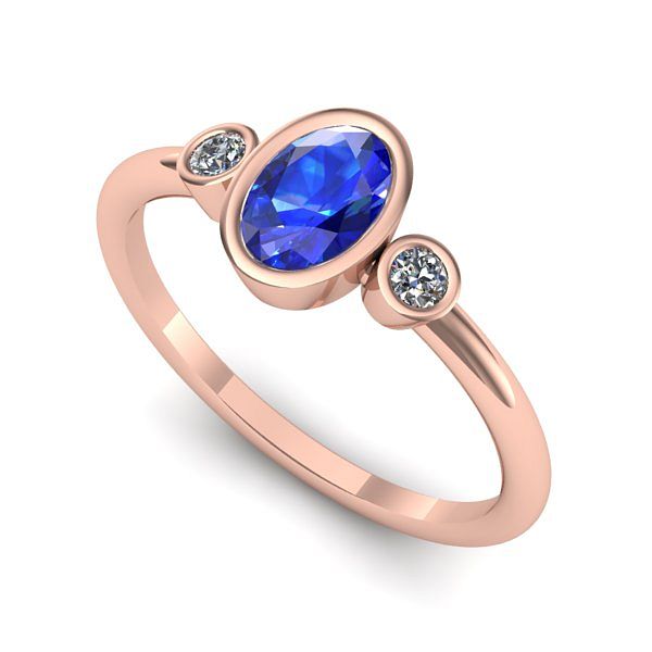 Inel din aur roz cu safir