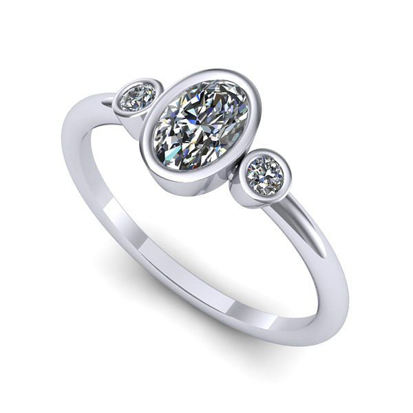 Inel de logodna din aur alb cu safir alb