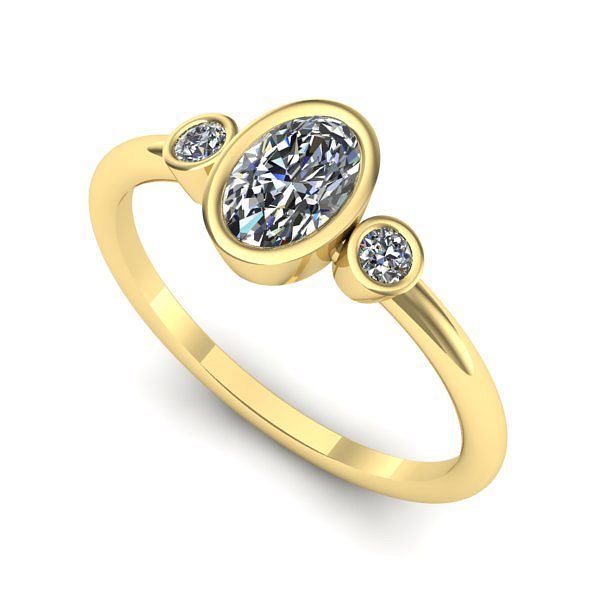 Inel din aur galben cu safir alb