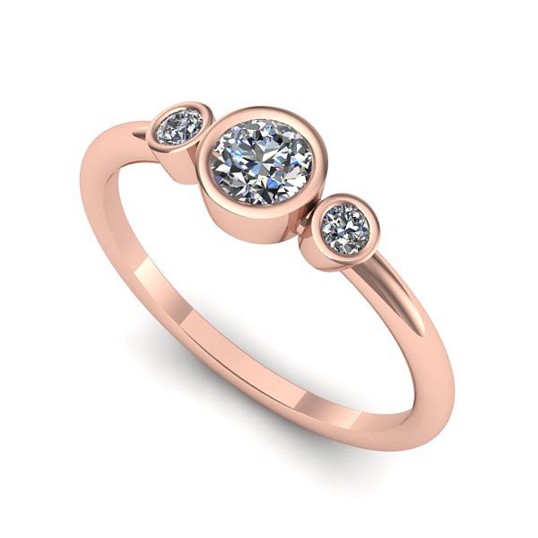 Inel din aur roz cu diamant