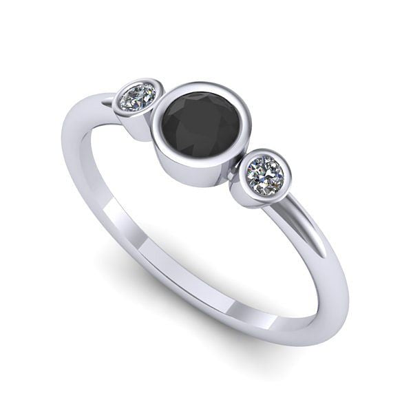 Inel logodna din aur alb cu diamant negru