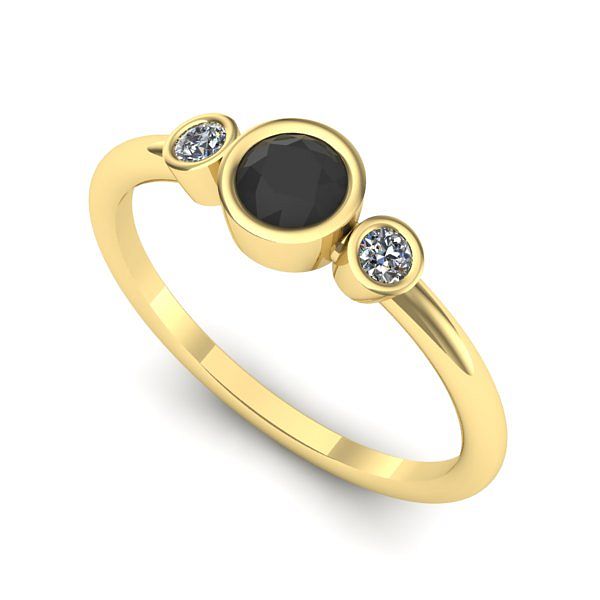 Inel logodna din aur galben cu diamant negru