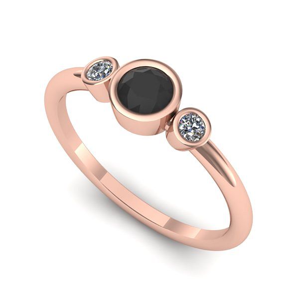 Inel din aur roz cu diamant negru