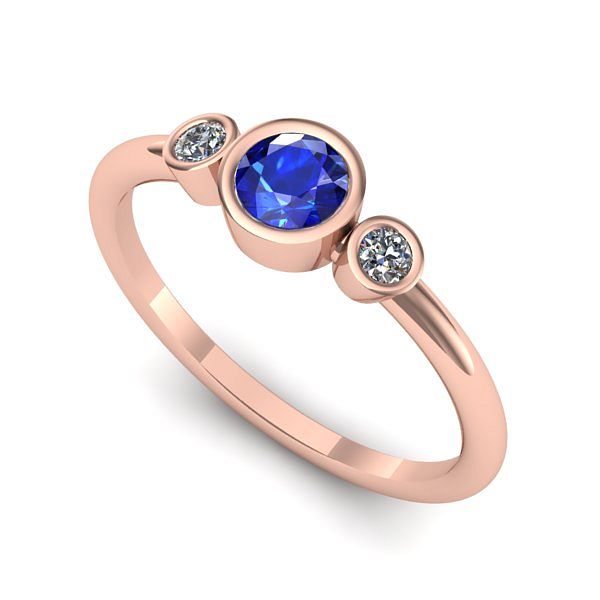 Inel din aur roz cu safir